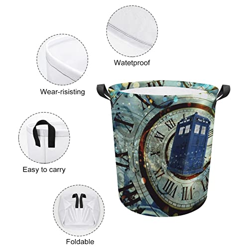 Doctor Dr Who Police Box Mice Large Laundry Basket Hamper Bag Washing with Handles for College Dorm Portable