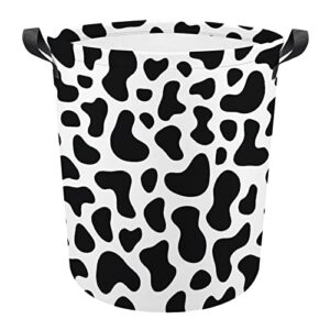 cow skin animal spots large laundry basket hamper bag washing with handles for college dorm portable