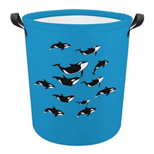 orcas killer whale large laundry basket hamper bag washing with handles for college dorm portable