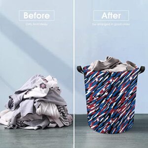 USA Patriotic Camouflage Large Laundry Basket Hamper Bag Washing with Handles for College Dorm Portable