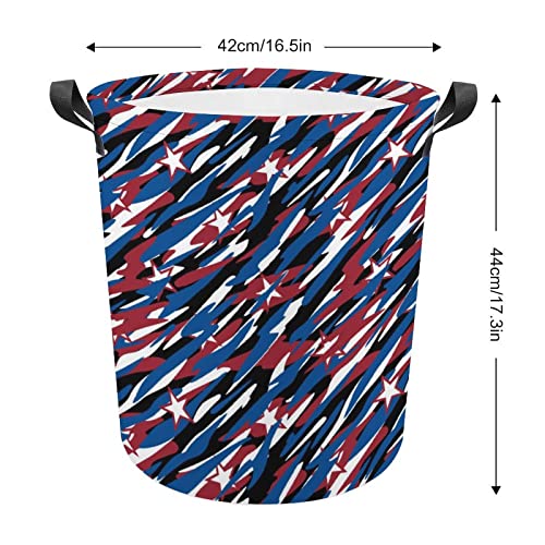 USA Patriotic Camouflage Large Laundry Basket Hamper Bag Washing with Handles for College Dorm Portable