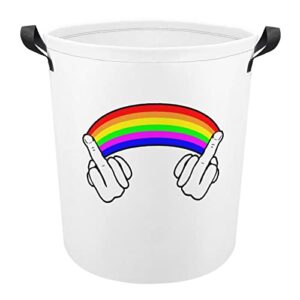 fuck gay pride lgbt rainbow large laundry basket hamper bag washing with handles for college dorm portable