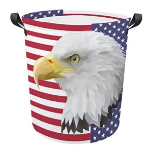 american flag bald eagle large laundry basket hamper bag washing with handles for college dorm portable