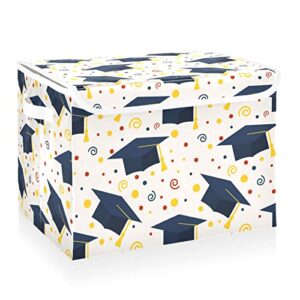cataku cartoon dots colorful storage bins with lids and handles, fabric large storage container cube basket with lid decorative storage boxes for organizing clothes