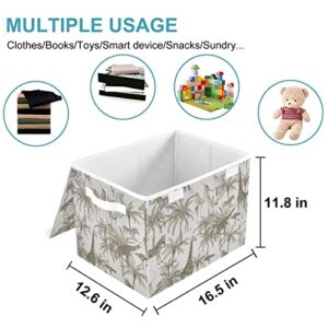 CaTaKu African Animals Storage Bins with Lids and Handles, Fabric Large Storage Container Cube Basket with Lid Decorative Storage Boxes for Organizing Clothes