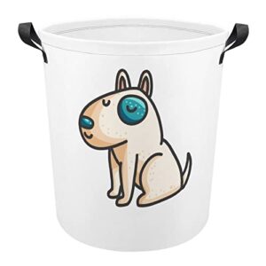 little cartoon bull terrier dog large laundry basket hamper bag washing with handles for college dorm portable