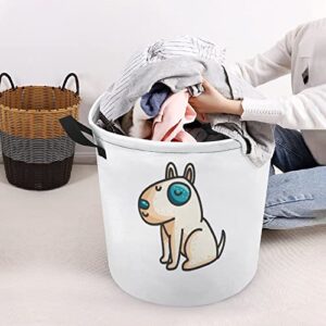 Little Cartoon Bull Terrier Dog Large Laundry Basket Hamper Bag Washing with Handles for College Dorm Portable