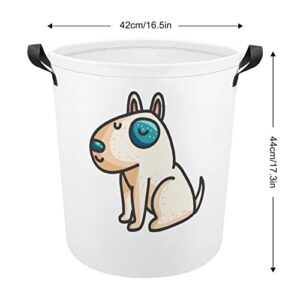 Little Cartoon Bull Terrier Dog Large Laundry Basket Hamper Bag Washing with Handles for College Dorm Portable