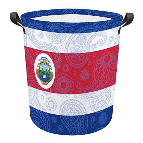 Costa Rica Paisley Flag Large Laundry Basket Hamper Bag Washing with Handles for College Dorm Portable