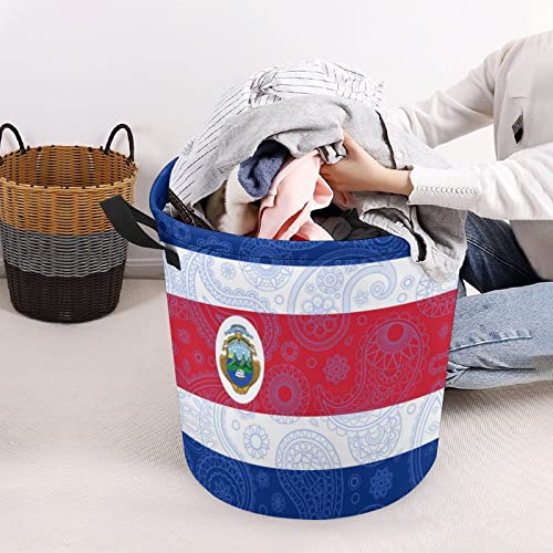 Costa Rica Paisley Flag Large Laundry Basket Hamper Bag Washing with Handles for College Dorm Portable