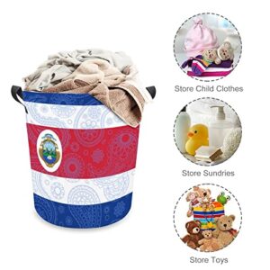 Costa Rica Paisley Flag Large Laundry Basket Hamper Bag Washing with Handles for College Dorm Portable