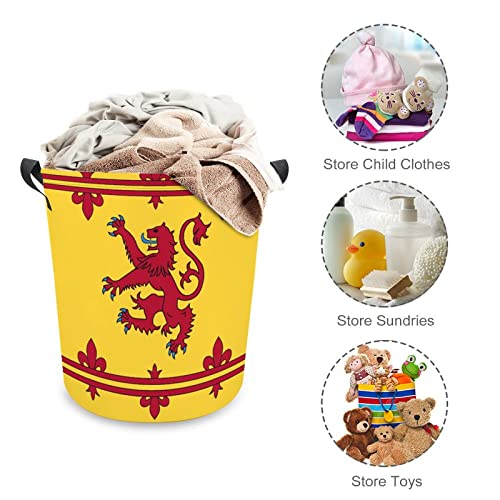 Scotland Scottish Rampant Lion Large Laundry Basket Hamper Bag Washing with Handles for College Dorm Portable