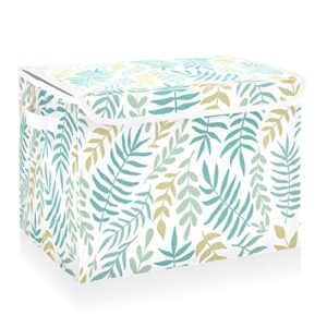 cataku tropical leafs storage bins with lids and handles, fabric large storage container cube basket with lid decorative storage boxes for organizing clothes
