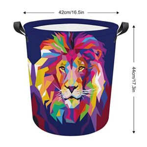 Colorful Lion Head Large Laundry Basket Hamper Bag Washing with Handles for College Dorm Portable