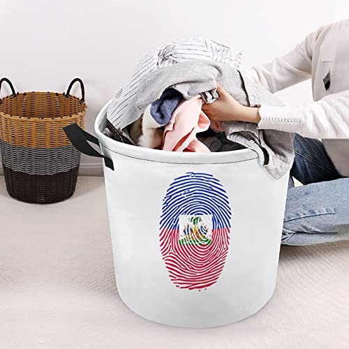 Haitian Finger Print Large Laundry Basket Hamper Bag Washing with Handles for College Dorm Portable