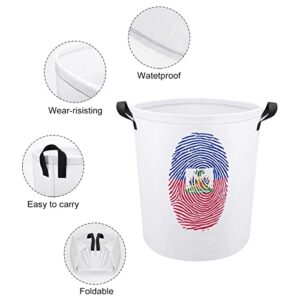 Haitian Finger Print Large Laundry Basket Hamper Bag Washing with Handles for College Dorm Portable