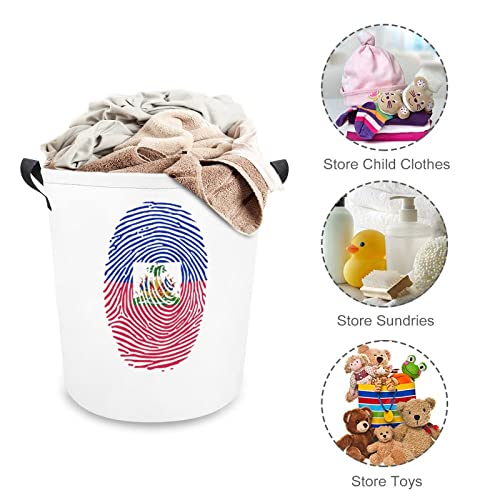 Haitian Finger Print Large Laundry Basket Hamper Bag Washing with Handles for College Dorm Portable