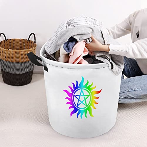 Anti Possession Symbol Large Laundry Basket Hamper Bag Washing with Handles for College Dorm Portable