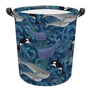 whales beautiful ocean giants large laundry basket hamper bag washing with handles for college dorm portable