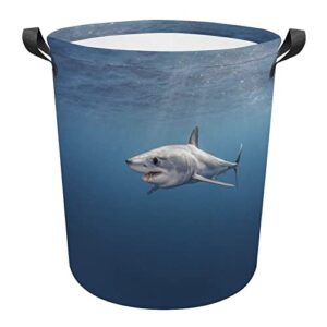 shortfin shark under the sea large laundry basket hamper bag washing with handles for college dorm portable
