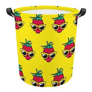 skull strawberry large laundry basket hamper bag washing with handles for college dorm portable