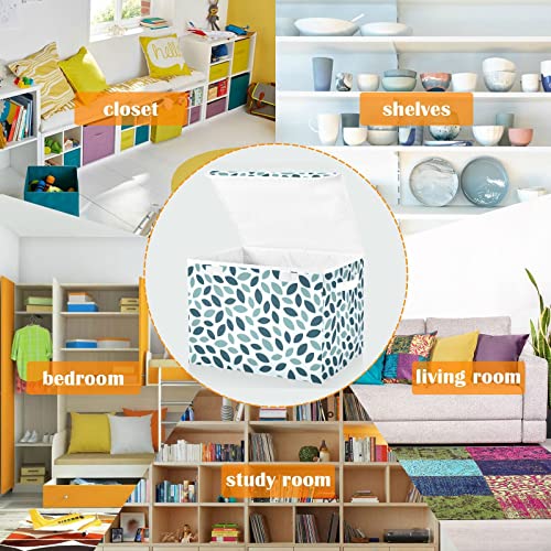 CaTaKu Abstract Leaves Storage Bins with Lids and Handles, Fabric Large Storage Container Cube Basket with Lid Decorative Storage Boxes for Organizing Clothes