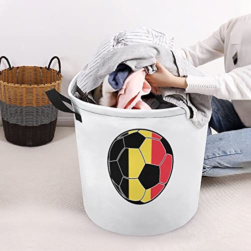 Belgium Soccer Large Laundry Basket Hamper Bag Washing with Handles for College Dorm Portable