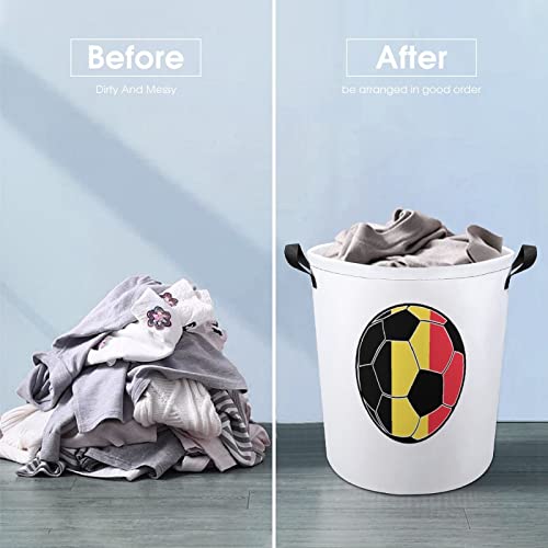 Belgium Soccer Large Laundry Basket Hamper Bag Washing with Handles for College Dorm Portable