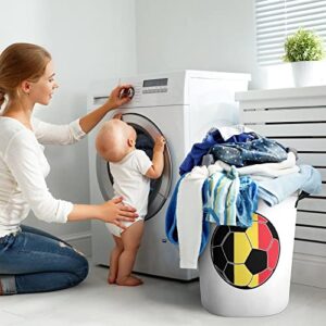 Belgium Soccer Large Laundry Basket Hamper Bag Washing with Handles for College Dorm Portable