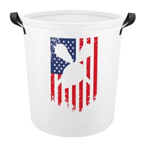 lacrosse helmet and sticks american flag large laundry basket hamper bag washing with handles for college dorm portable
