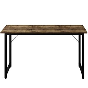 mjwdp office table a simple industrial style computer desk home office writing desk black metal frame charcoal wood color