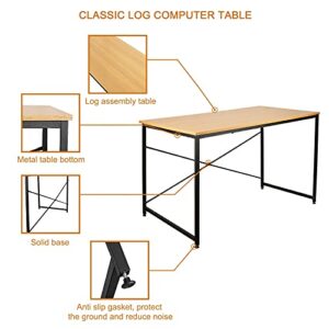 MJWDP Simple Computer Office Wooden Desk Wooden PC Laptop Study Table Workstation 47.2x23.6x29 Inch Brown