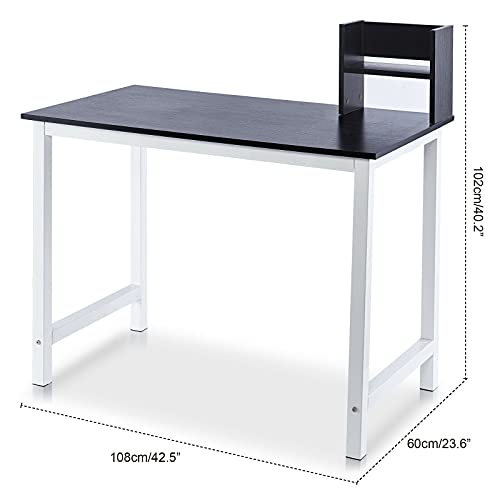 MJWDP 42x24x40Inch Wood Computer Desk PC Laptop Table Study Workstation with Bookshelf Office Home Furniture 2 Colors (Color : D)