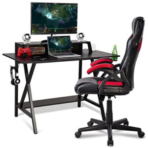 MJWDP Computer Desk Writing Workstation Office Gaming Desk All-in- Cup Headphone Holder Power Board