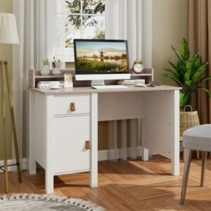 MJWDP Computer Desk Home Office Writing Workstation with Drawers and Kitchen Cabinets White