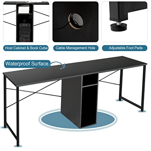 MJWDP 2 Person Computer Desk Dual Workbench with Storage Black/Country Style Storage Shelf for Home Office (Color : E, Size : 79"x 24"x 30")
