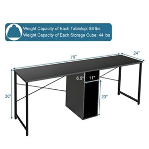 MJWDP 2 Person Computer Desk Dual Workbench with Storage Black/Country Style Storage Shelf for Home Office (Color : E, Size : 79"x 24"x 30")