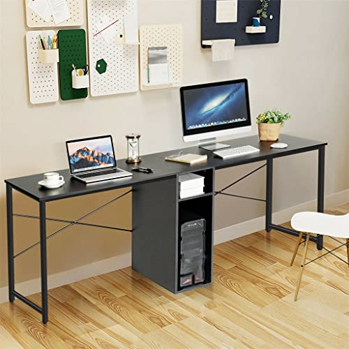 MJWDP 2 Person Computer Desk Dual Workbench with Storage Black/Country Style Storage Shelf for Home Office (Color : E, Size : 79"x 24"x 30")