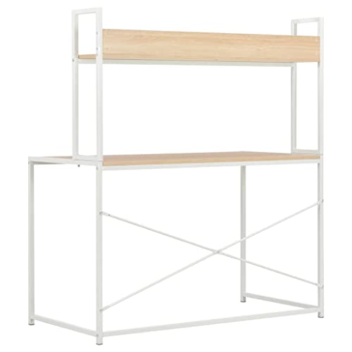 MJWDP Computer Desk White and Oak