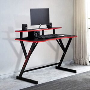 mjwdp computer laptoptable style computer desk with 2 tier shelf gaming desk writing table for home office studying living room