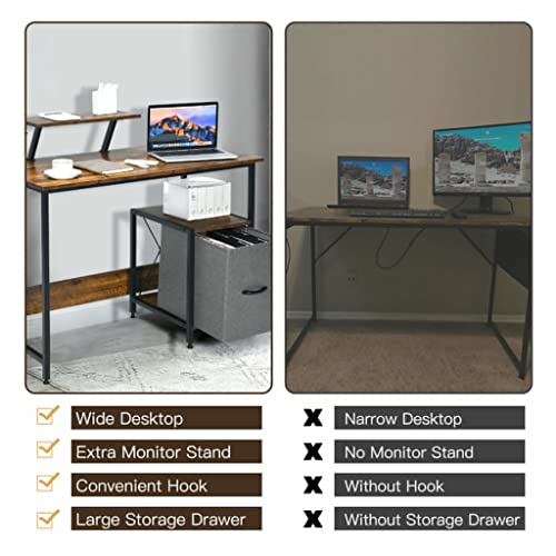 MJWDP Computer Desk Writing Workstation with Removable Storage Shelves and Shelves for Home Office