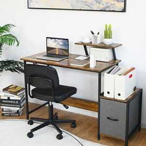 MJWDP Computer Desk Writing Workstation with Removable Storage Shelves and Shelves for Home Office