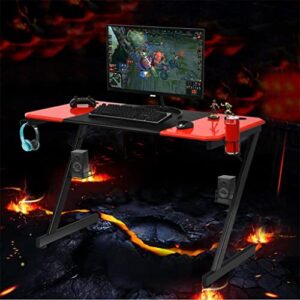 MJWDP 47 Inch Gaming Table Z Shape Computer Desk with Storage Cup Headphone Speaker Multifunctional Desk