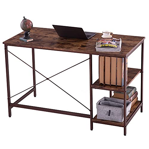 MJWDP (120 x 60 x 75cm) Industrial Style Three Layers Computer Desk Study Desk Office Table Laptop Table Table Black Walnut Color