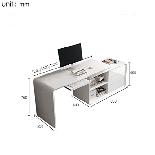 MJWDP Office Desk Computer Desk Swivel Angle Multifunctional Desk White Office Furniture