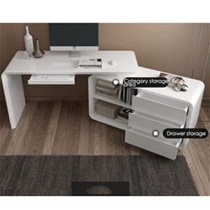 MJWDP Office Desk Computer Desk Swivel Angle Multifunctional Desk White Office Furniture