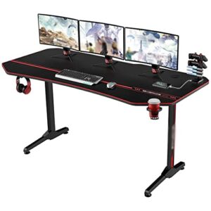 mjwdp 63 inch gaming desk e-sports computer table pc desk gamer tables workstation with usb gaming handle rack