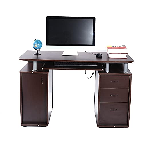 MJWDP Three Colors 15mm MDF Portable 1pc Door with 3pcs Drawers Office Table Computer Table PC Desk (115 x 55 x 74) cm (Color : Black)