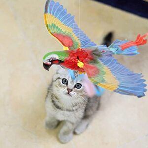 Flying Bird Cat Toy with Lights and Sound, 2023 New Simulation Bird Interactive Cat Toy for Indoor Cats, Interactive Electric Hanging Flying Bird Toy for Cats Kitten Play Chase Exercise (Parrot+Eagle)