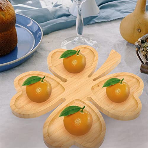 PRETYZOOM Wooden Serving Tray Clover Shaped Charcuterie Boards Shamrock Cheese Cake Bread Snack Serving Plate Appetizer Platter for Meat Vegetables Fruit St. Patricks Day Party